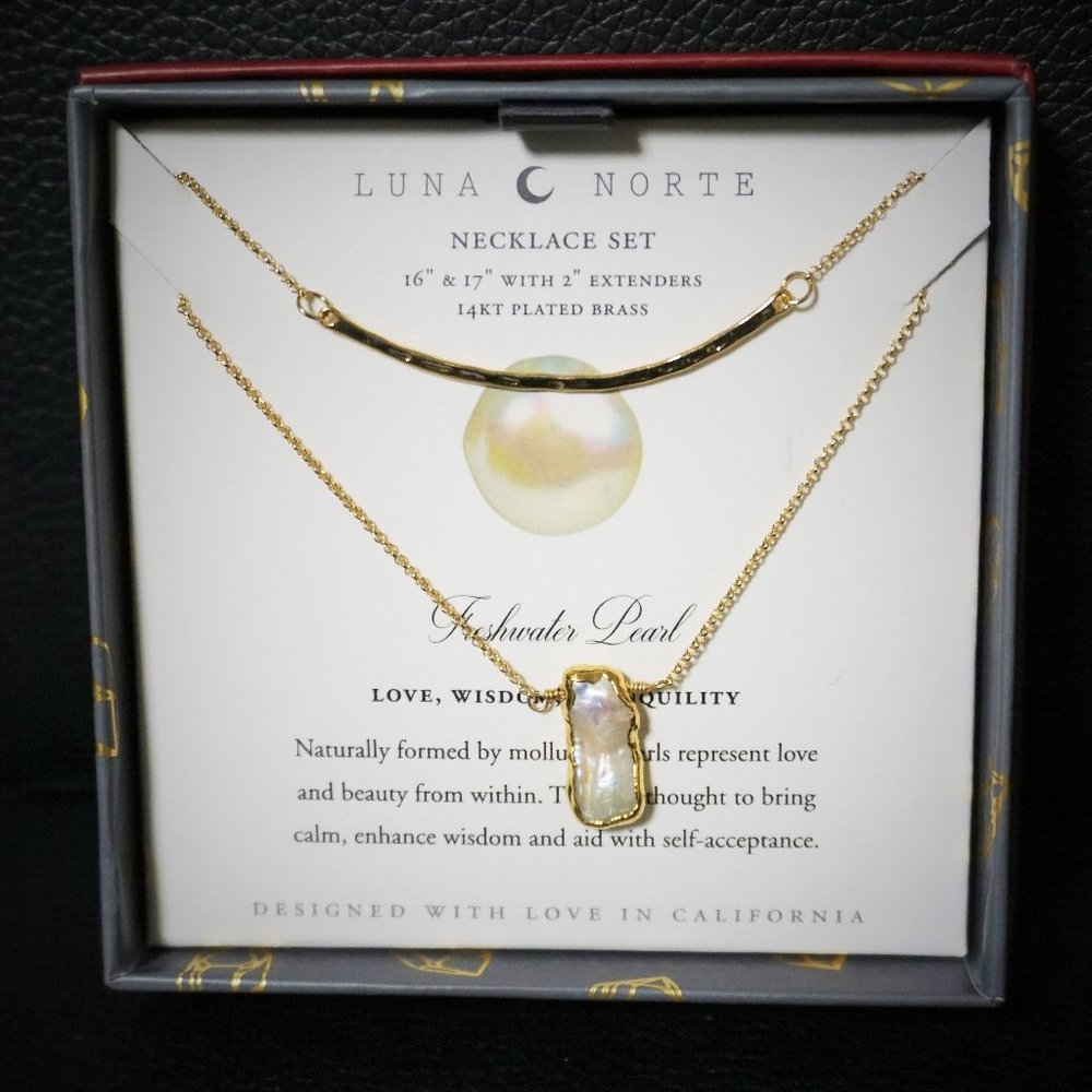 LUNA NORTE FRESHWATER PEARL NECKLACE SET NEW
